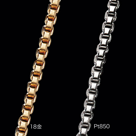 Pt850 ベネチアンチェーンネックレス 長さ調整可能 [03-329] 