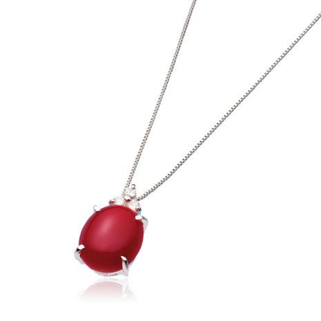 純プラチナ2ct 血赤珊瑚ダイヤモンドペンダント】 ニッポン