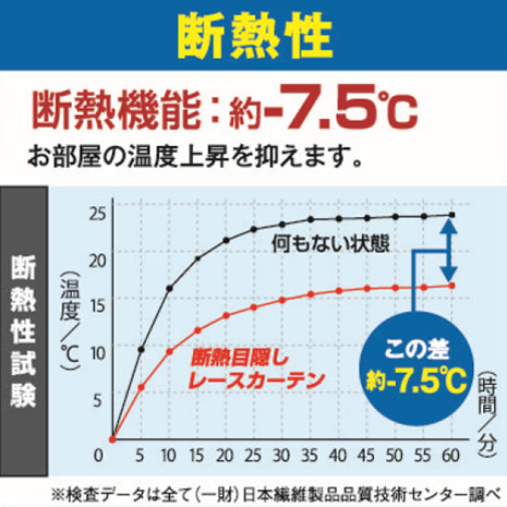100×228cm）断熱目隠しレースカーテン 同サイズ2枚組