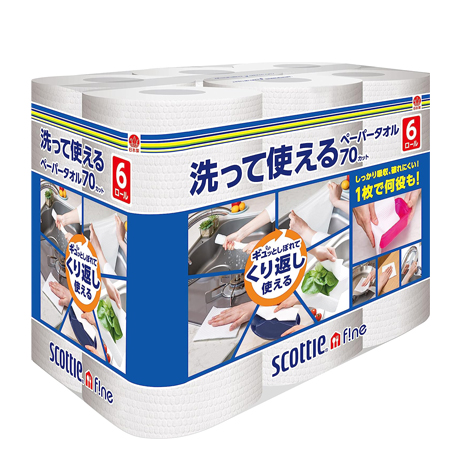 スコッティ　ファイン　洗って使えるペーパータオル６ロール４Ｐ