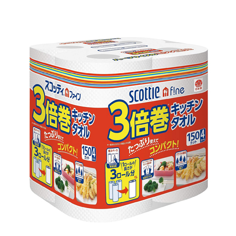 スコッティ　ファイン　３倍巻きキッチンタオル４ロール　１２Ｐ