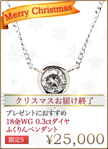 18金WG 0.3ctダイヤ ふくりんペンダント