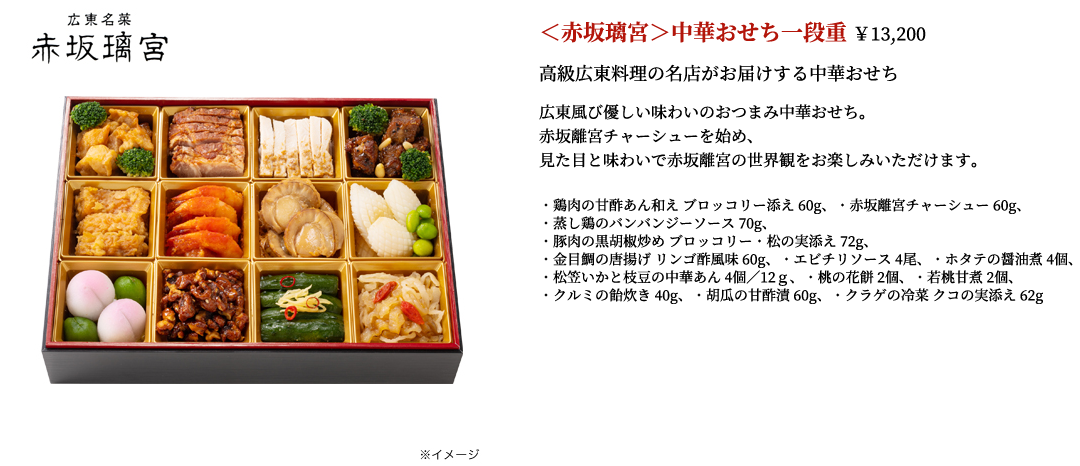 ＜赤坂璃宮＞中華おせち一段重　１２／２９（木）届